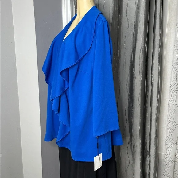 Calvin Klein Women’s Ruffled Blue Blazer Plus Size - Picture 3 of 8